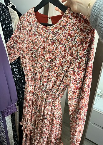 Çok Renkli Pileli Uzun Bohem Elbise - Görsel 3