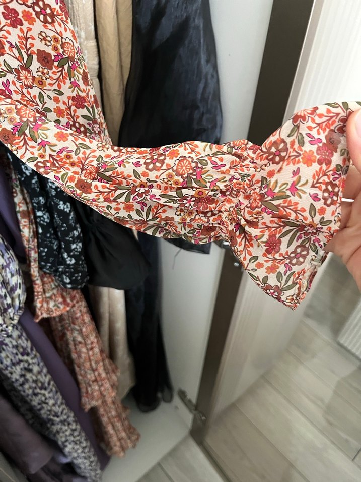 Çok Renkli Pileli Uzun Bohem Elbise - Görsel 2