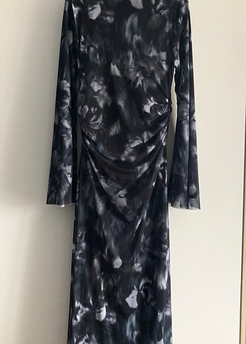 MANUKA TÜL ELBİSE SİYAH GRİ - Görsel 7