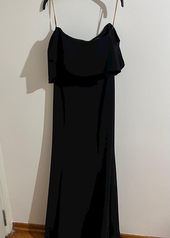 Siyah Drapeli Uzun Abiye Elbise - Görsel 3