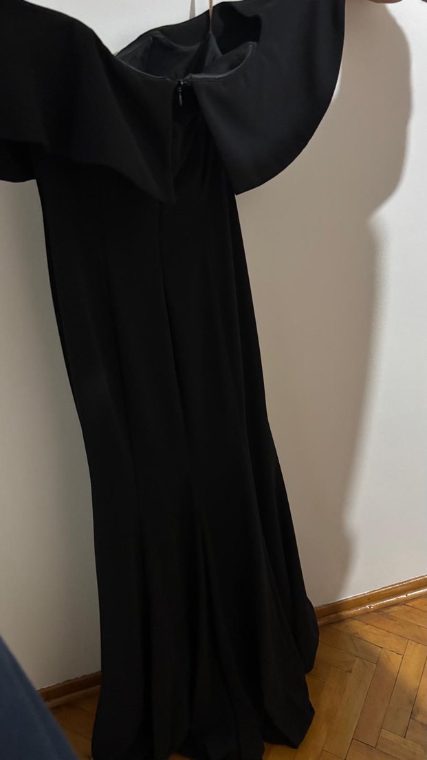 Siyah Drapeli Uzun Abiye Elbise - Görsel 2