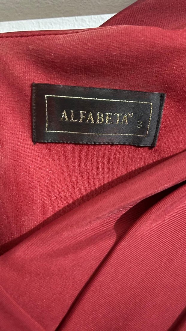 Bordo Uzun Drapeli Kadın Abiye Elbise - Görsel 3