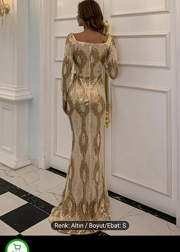 Parlak Altın Renkli Yılan Desenli Uzun Abiye Elbise - Görsel 2