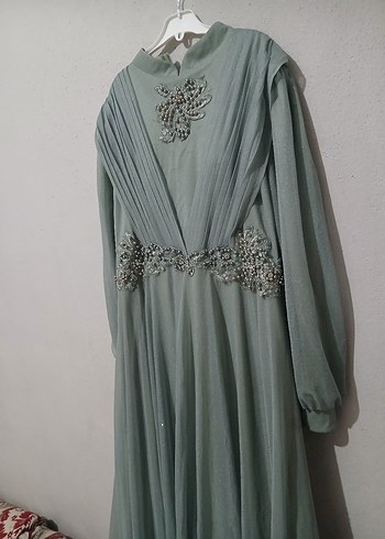 Nakışlı Uzun Kollu Abiye Elbise - Görsel 2