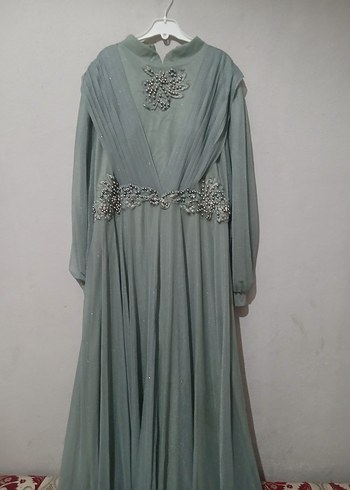 Nakışlı Uzun Kollu Abiye Elbise - Görsel 3