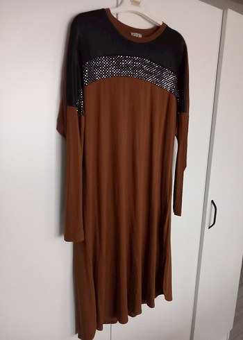 Uzun Kollu Kahverengi Kadın Tunik - Görsel 2