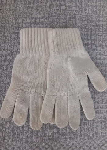 Beyaz Örgü Çocuk Atkı, Bere ve Eldiven Seti - Görsel 5