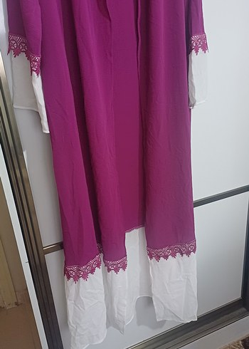 Uzun Mor Bohem Kadın abaya - Görsel 5