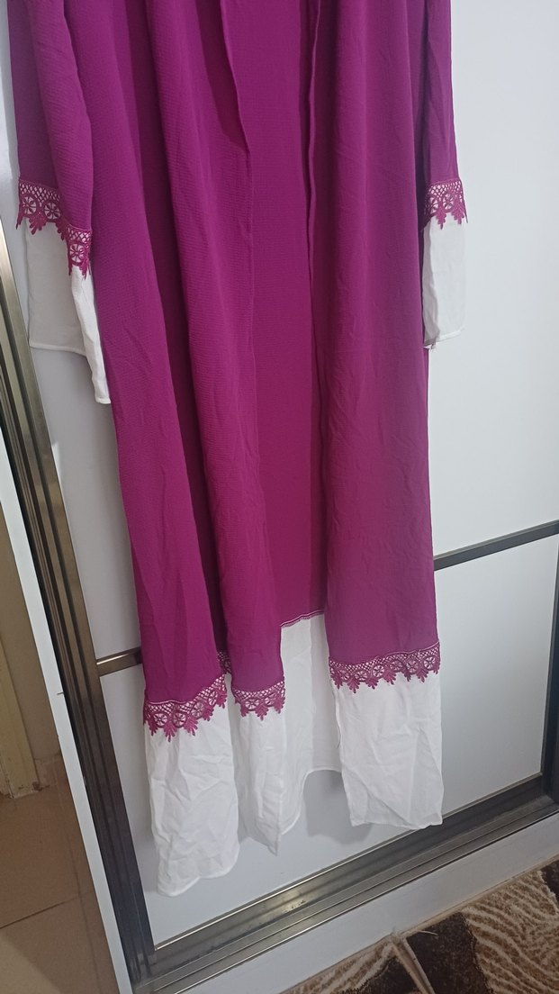 Uzun Mor Bohem Kadın abaya - Görsel 5