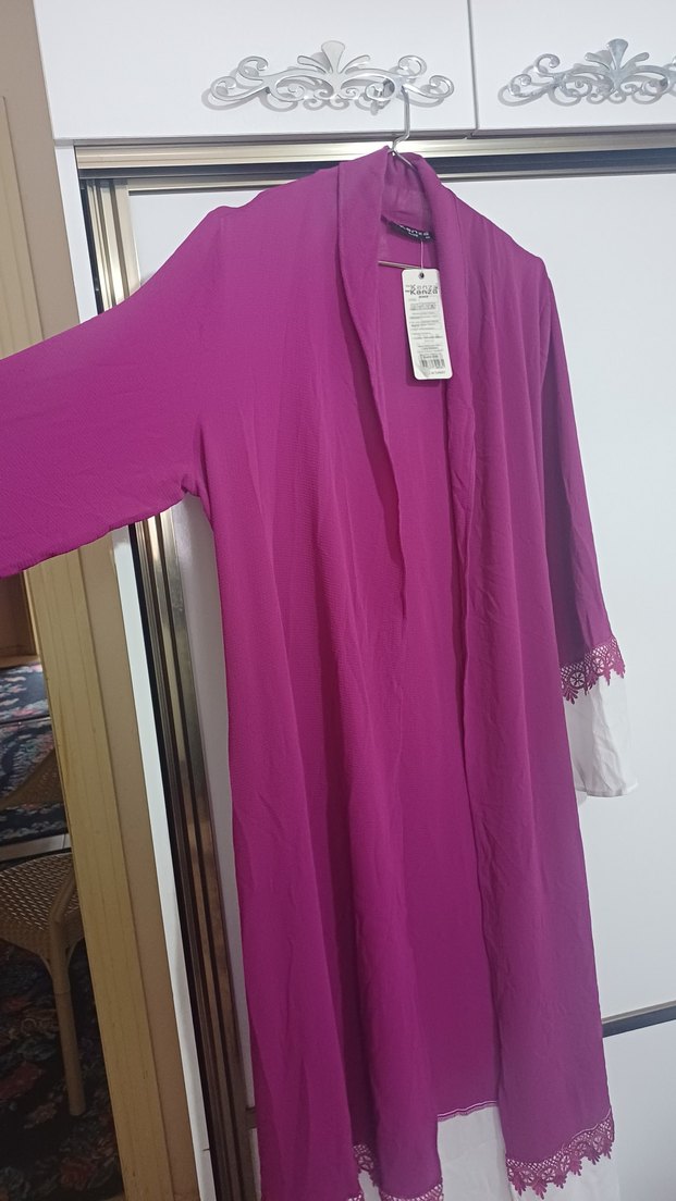 Uzun Mor Bohem Kadın abaya - Görsel 3