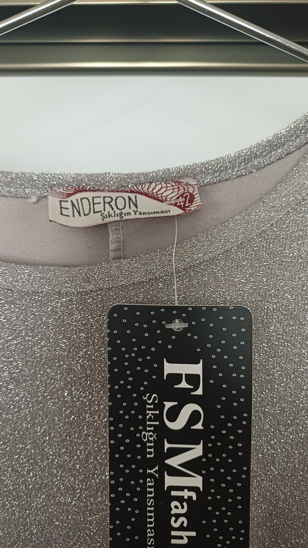 Gri Uzun Kollu simli tunik - Görsel 4