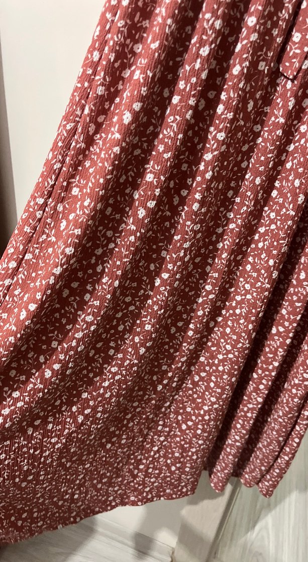 Bordo Bohem Uzun Elbise Zincir Detaylı - Görsel 3