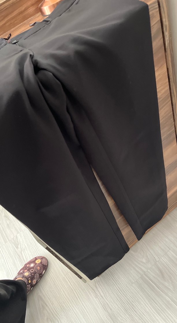 Düğmeli Siyah Midi Kumaş Kadın Pantolon - Görsel 2