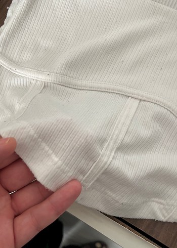 Kadın Beyaz Kısa Kollu Keten Bluz - Görsel 3