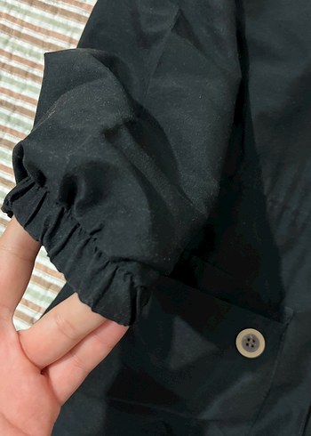 Düğmeli Siyah Uzun Hamile Kabanı - Görsel 4