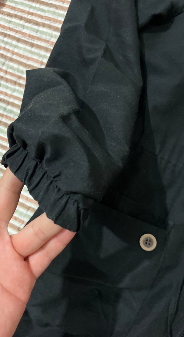 Düğmeli Siyah Uzun Hamile Kabanı - Görsel 4