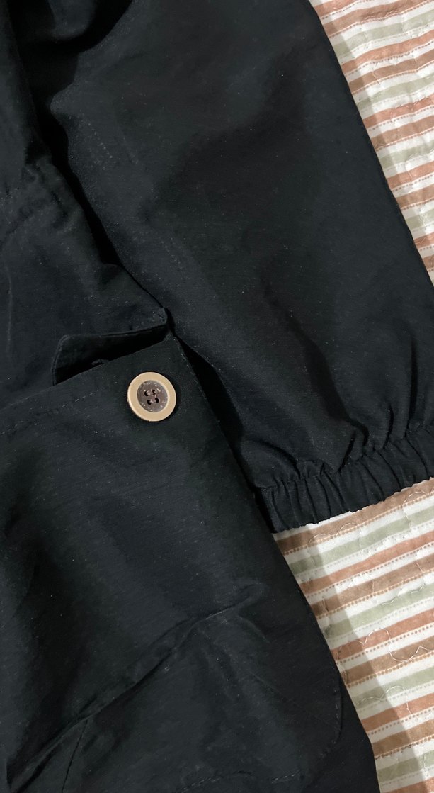 Düğmeli Siyah Uzun Hamile Kabanı - Görsel 2