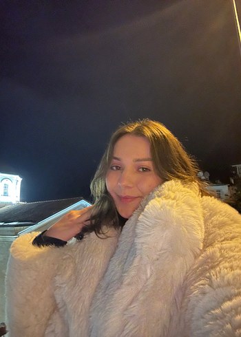 Kadın Beyaz Peluş Yakalı Midi Boy Suni Kürk - Görsel 6