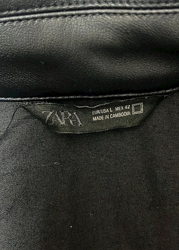 Zara Düğmeli Siyah Deri Erkek Ceket - Görsel 3