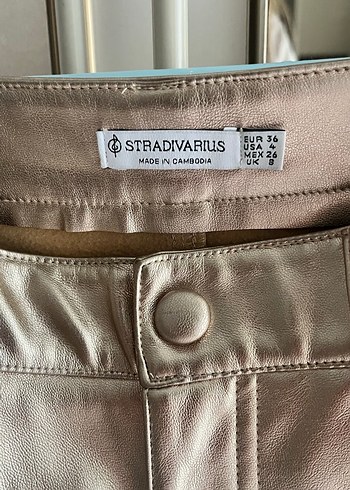 Parlak Altın Renkli Metalik Kadın Pantolon - Görsel 2