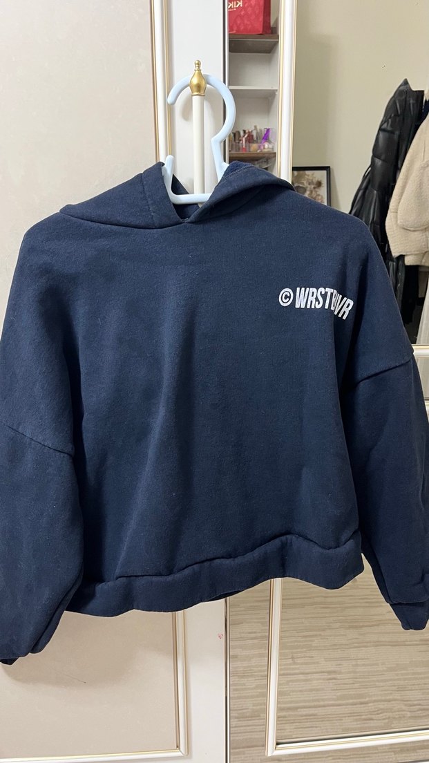 Kadın Lacivert Kapüşonlu Sweatshirt - Görsel 2