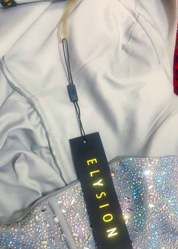 Işıltılı Mavi V Yaka Uzun Abiye Elbise - Görsel 5