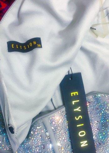 Işıltılı Mavi V Yaka Uzun Abiye Elbise - Görsel 4