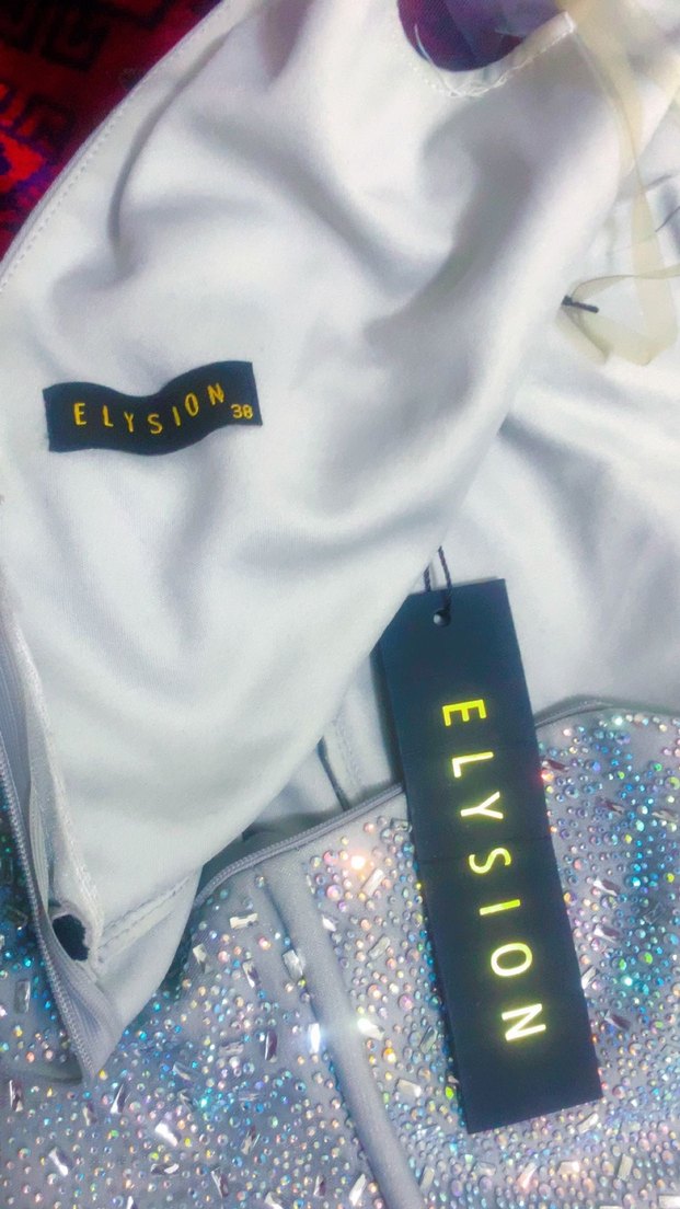 Işıltılı Mavi V Yaka Uzun Abiye Elbise - Görsel 4