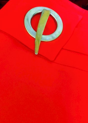 Kırmızı Dökümlü Kadın Kumaş Pantolon - Görsel 2