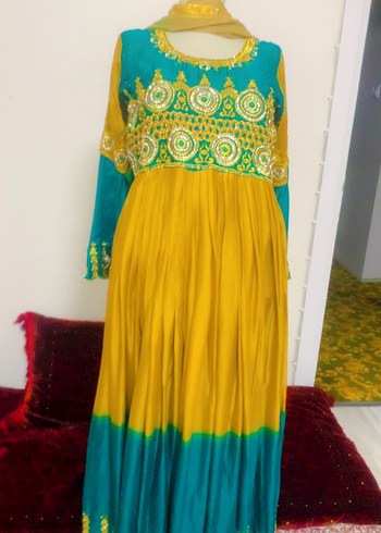 Boncuk İşlemeli Renkli Uzun Kadın Elbise - Görsel 2