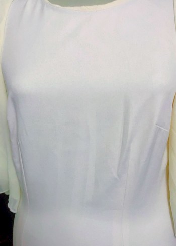 Drapeli Beyaz Midi Kadın Tunik - Görsel 2