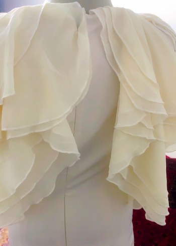 Drapeli Beyaz Midi Kadın Tunik - Görsel 3