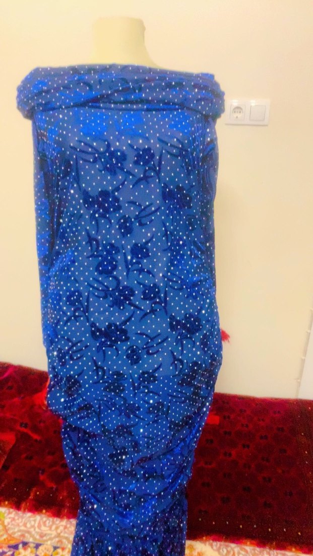 Mavi Drapeli Uzun Abiye Elbise - Görsel 3