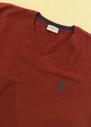 Bordo Erkek Triko V Yakalı Kazak Us Polo - Görsel 3