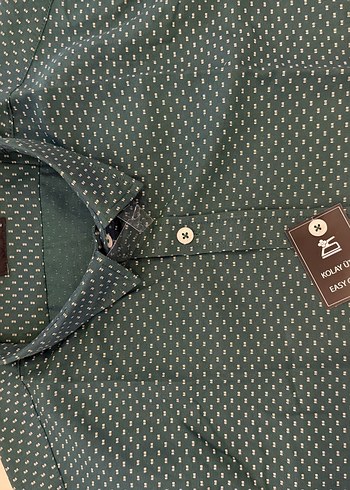 Erkek Yeşil Puantiyeli Uzun Kollu Gömlek Tudors marka - Görsel 2