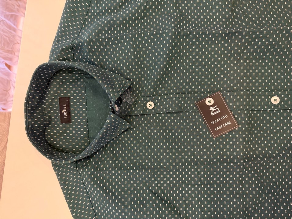 Erkek Yeşil Puantiyeli Uzun Kollu Gömlek Tudors marka - Görsel 2