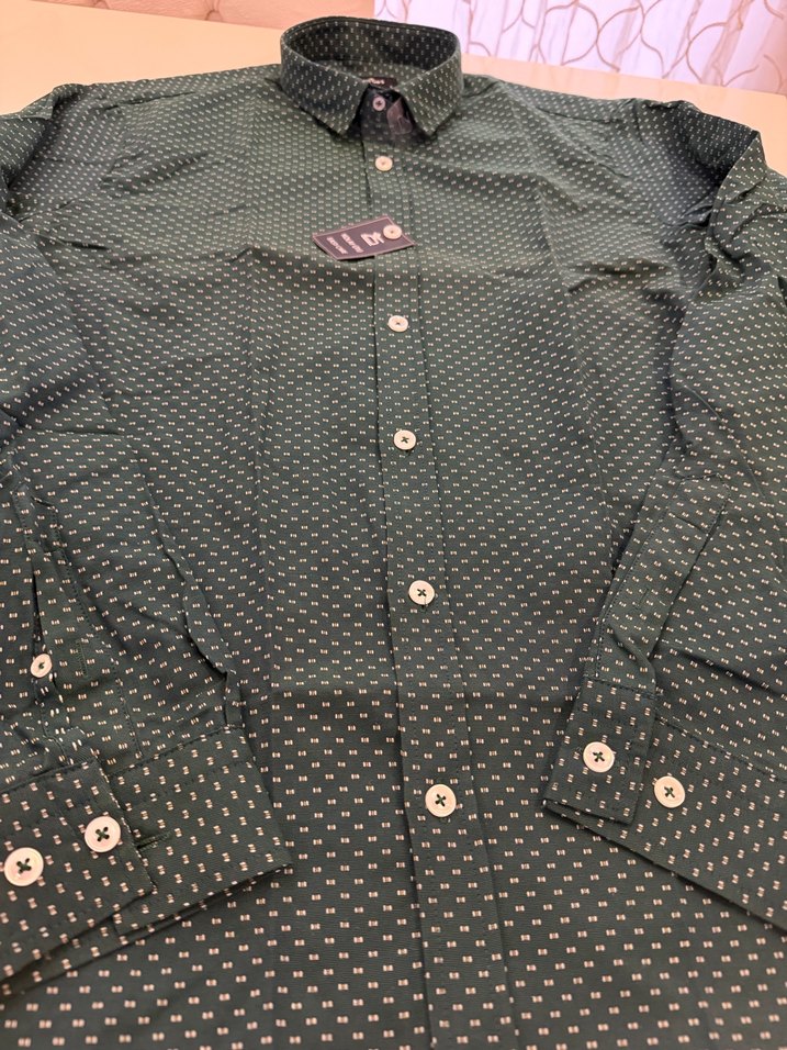 Erkek Yeşil Puantiyeli Uzun Kollu Gömlek Tudors marka - Görsel 3
