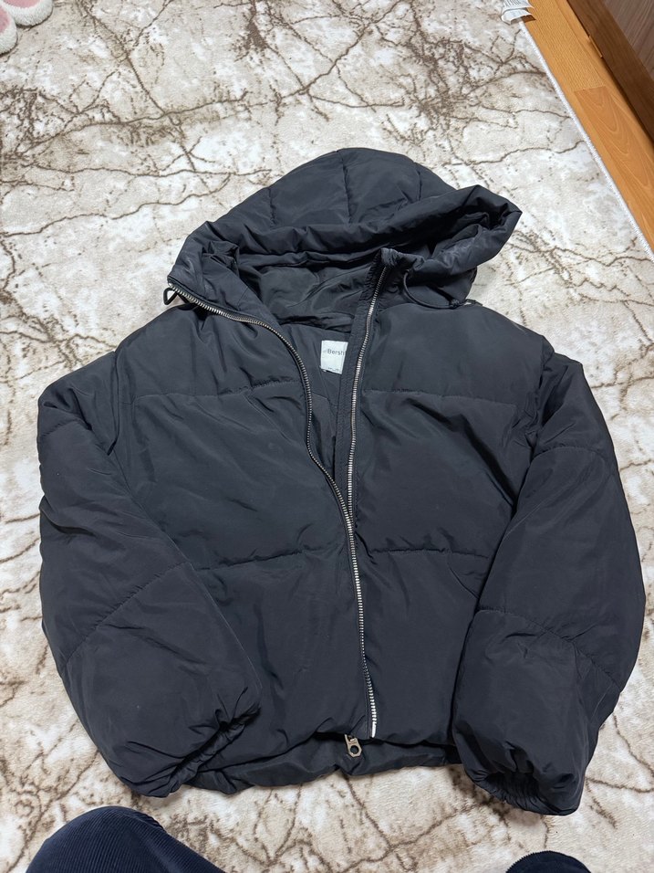 Gri Kadın Puff Mont, Salaş Kesim, Yüksek Yaka - Görsel 4