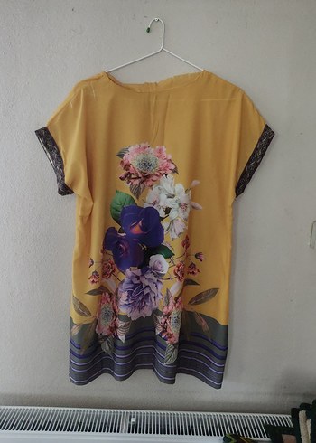 Sarı Çiçekli Bohem Mini Elbise - Görsel 3