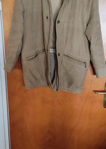 Bej Süet Erkek Düğmeli Midi Ceket - Görsel 2