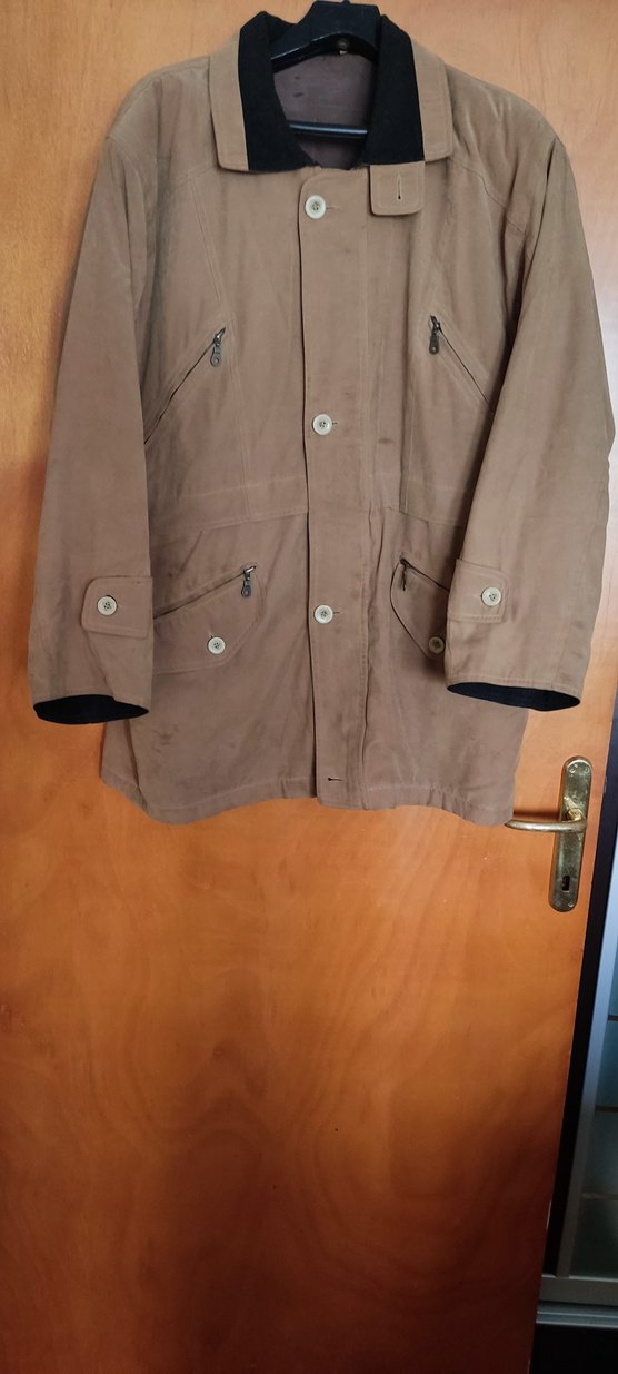 Bej Süet Erkek Düğmeli Klasik Midi Mont - Görsel 2