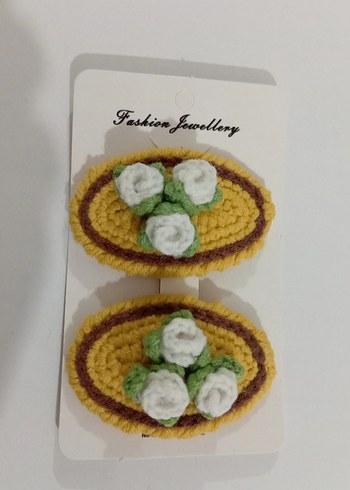 Renkli Nakışlı Örgü Çocuk Toka Seti - Görsel 2