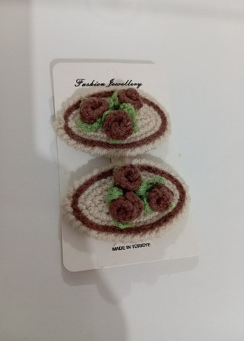 Renkli Nakışlı Örgü Çocuk Toka Seti - Görsel 3