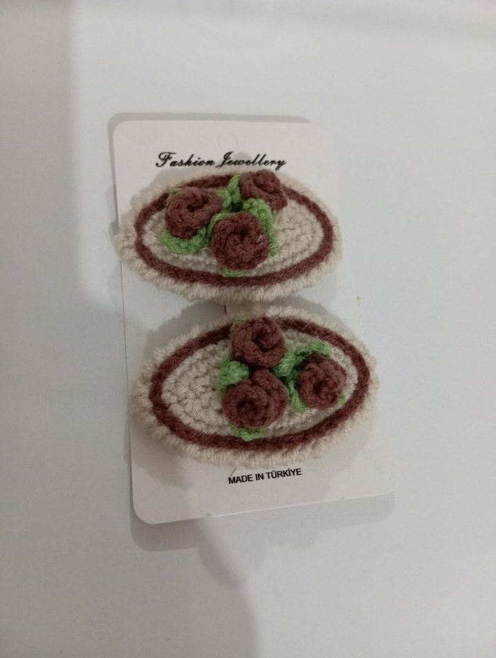 Renkli Nakışlı Örgü Çocuk Toka Seti - Görsel 3