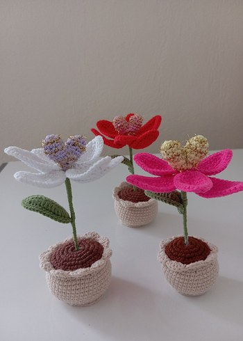 İçi Sürprizli Örgü Saksılı Lale - Görsel 3