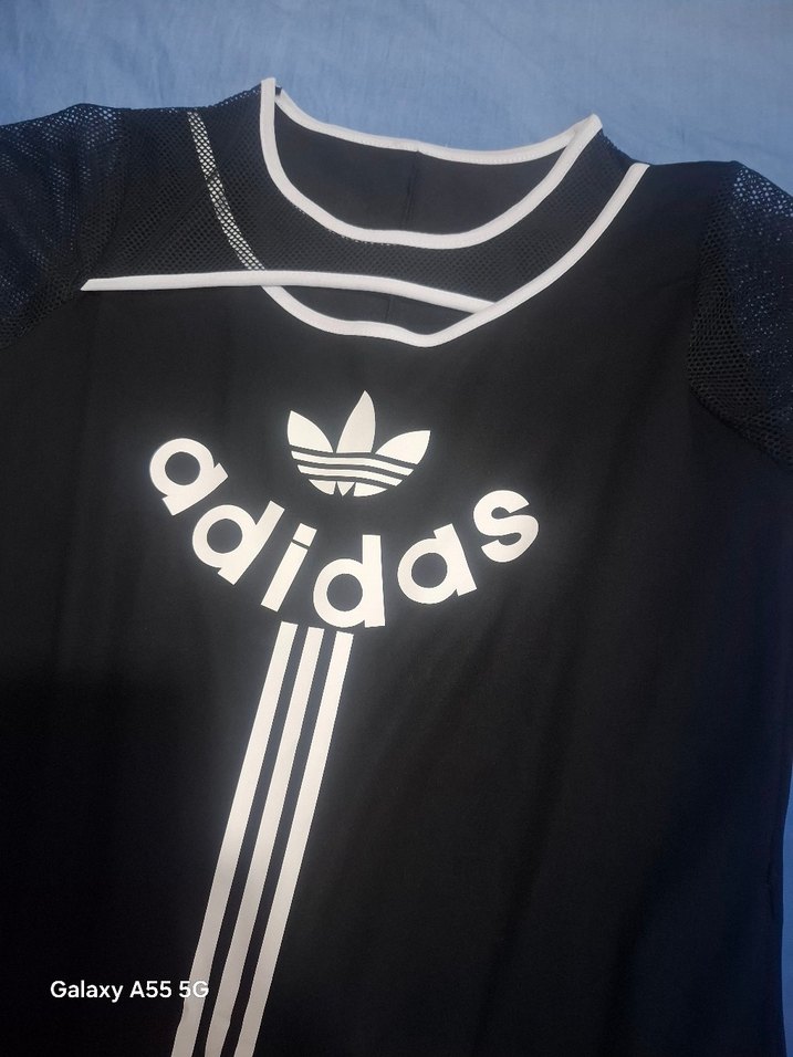 Siyah Adidas Baskılı Kısa Kollu Günlük Elbise - Görsel 3