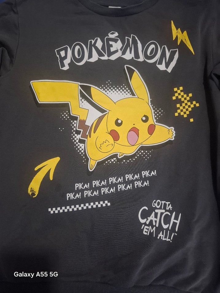 Gri Pikachu Baskılı Erkek Sweatshirt - Görsel 2
