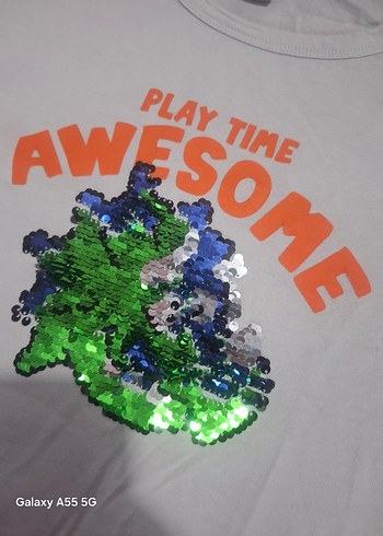 Erkek Çocuk Gri Payetli uzun Kollu Tişört - Görsel 2