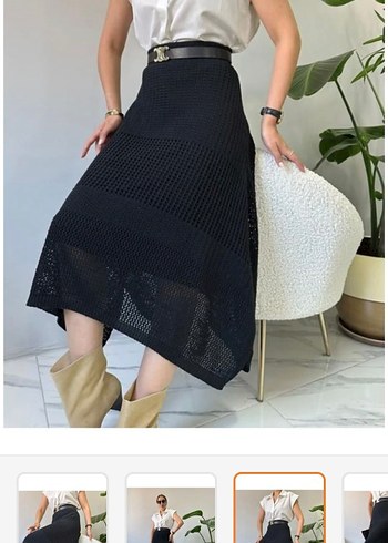 Düz Örgü Kadın Uzun Etek - Görsel 2