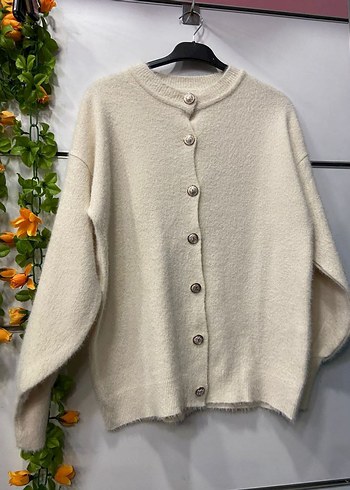 Gri Düğmeli Bohem Kadın Hırka - Görsel 2